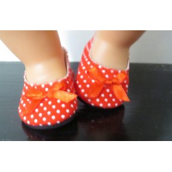 schoentjes rood stippen met strikje rood baby born 43cm