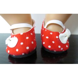 schoentjes rood stippen met strikje wit baby born 43cm