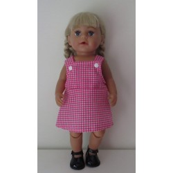 tuinrok hard roze geruit  baby born 43cm