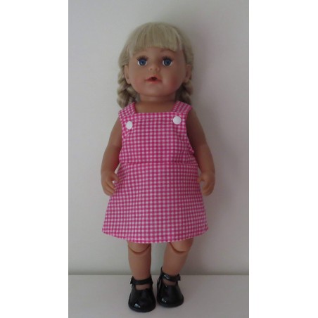 tuinrok hard roze geruit  baby born 43cm