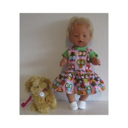 tuinrok roze uilen baby born 43cm