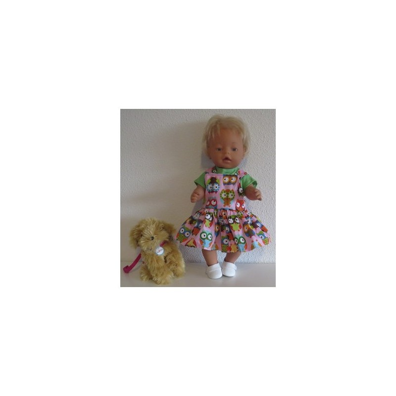 tuinrok roze uilen baby born 43cm