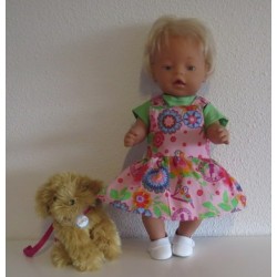 tuinrok roze papagaaien baby born 43cm