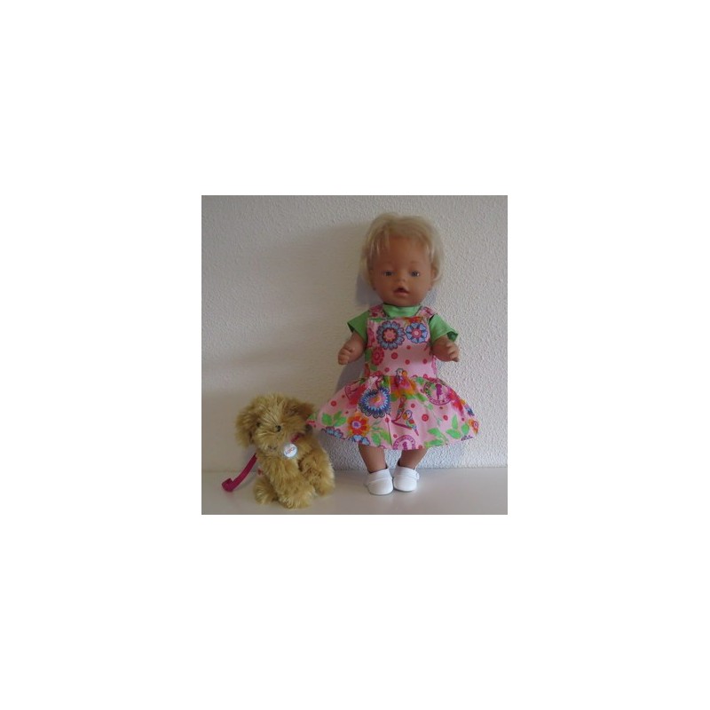 tuinrok roze papagaaien baby born 43cm