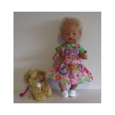 tuinrok roze papagaaien baby born 43cm