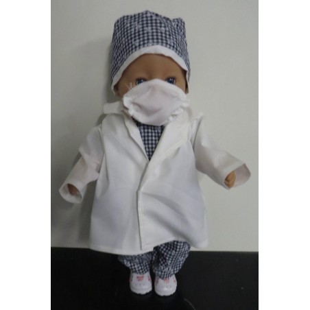 dokters set donker blauw geruit baby born 43cm