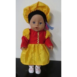 pietjurk geel met rood baby born 43cm