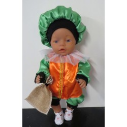 pietpak oranje met groen baby born 43cm