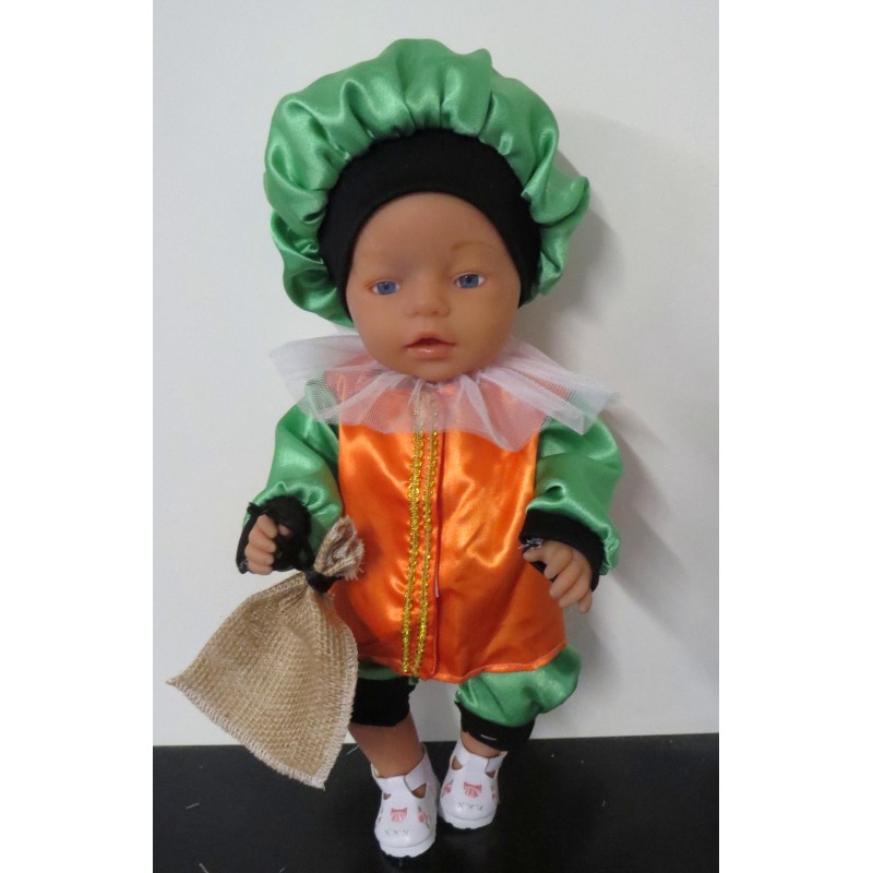 pietpak oranje met groen baby born 43cm