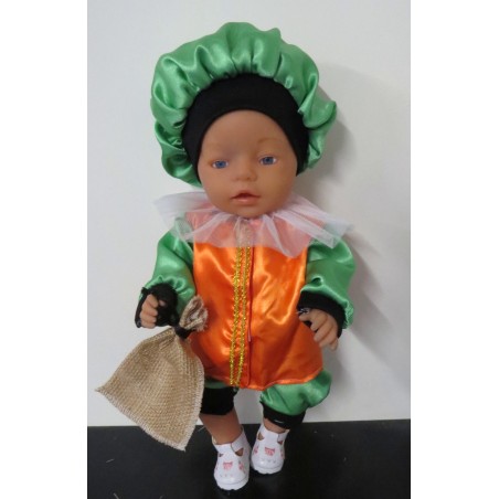 pietpak oranje met groen baby born 43cm