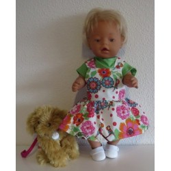 tuinrok wit papagaaien baby born 43cm