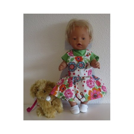 tuinrok wit papagaaien baby born 43cm