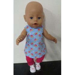 zomersetje blauw roosjes baby born 43cm