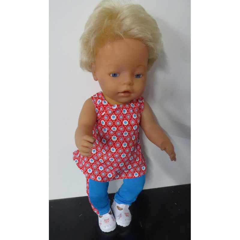 zomersetje rood gebloemd baby born 43cm