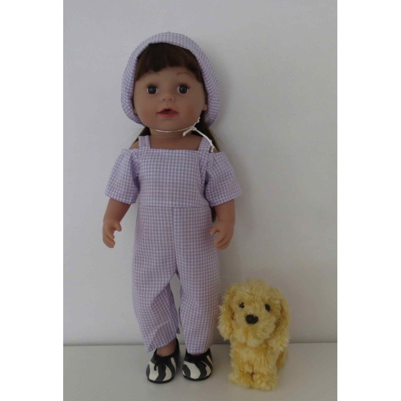 jumpsuit lila geruit baby born 43cm
