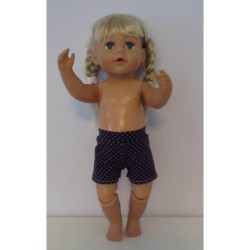 korte broek paars met stippen baby born 43cm