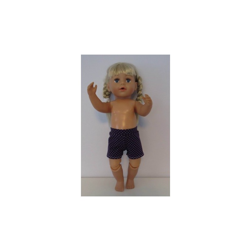 korte broek paars met stippen baby born 43cm