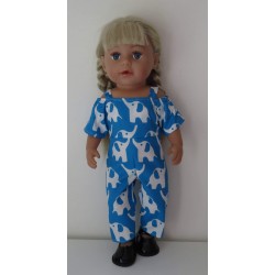 jumpsuit blauw olifanten baby born 43cm