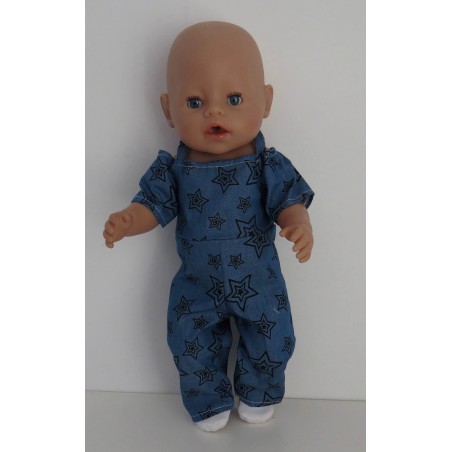 jumpsuit blauw sterren baby born 43cm