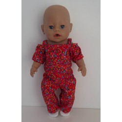 jumpsuit rood bloemetjes baby born 43cm