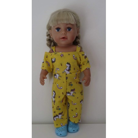 jumpsuit geel eenhoorn baby born 43cm
