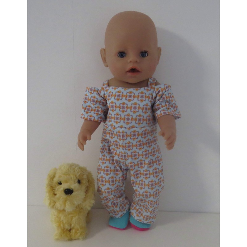 jumpsuit blauw bloemen baby born 43cm