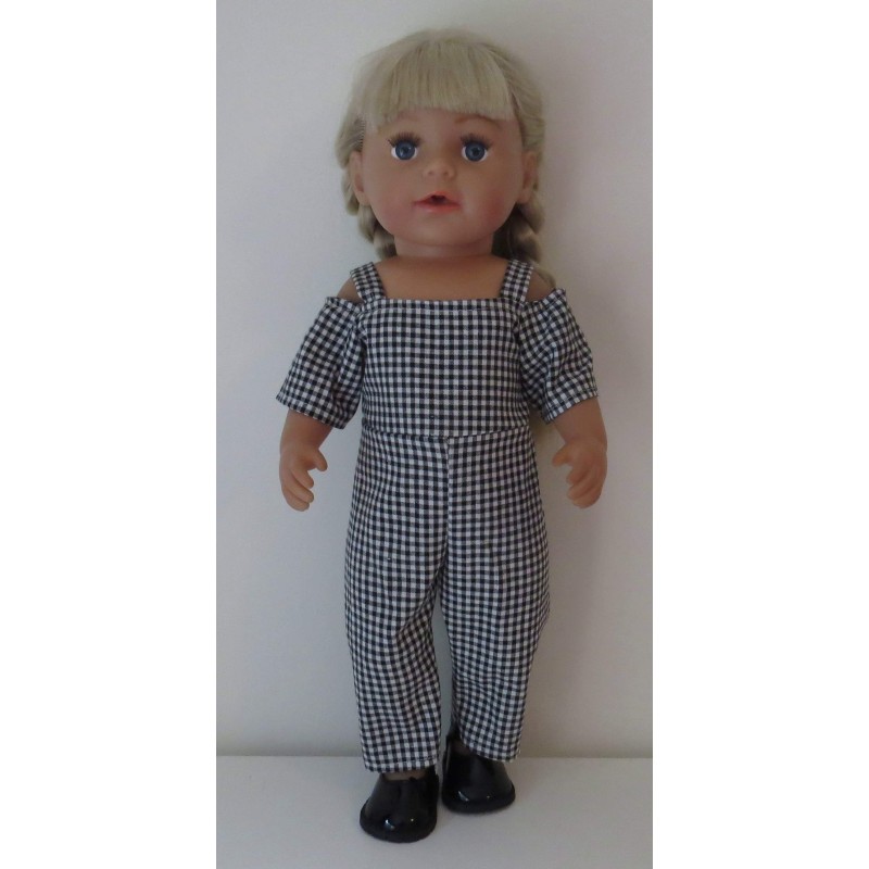 jumpsuit zwart geruit baby born 43cm