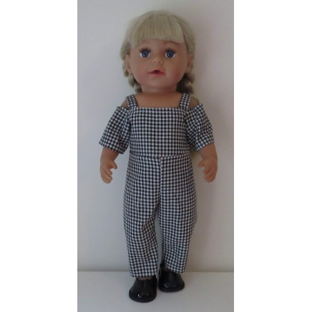 jumpsuit zwart geruit baby born 43cm