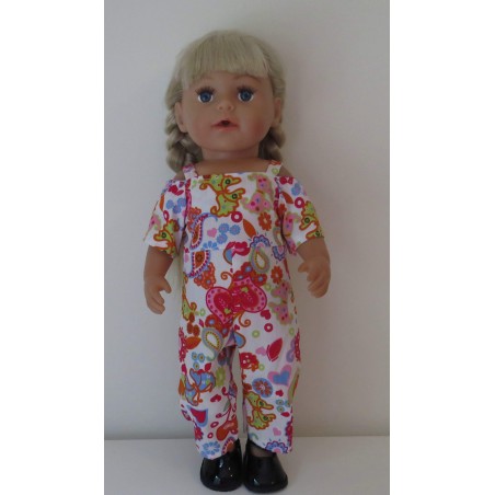 jumpsuit wit vlinders en bloemen baby born 43cm