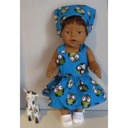tuinrok blauw uilen baby born 43cm
