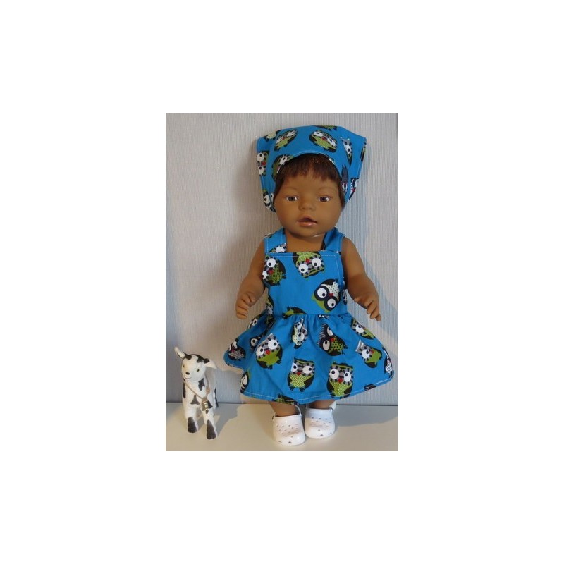 tuinrok blauw uilen baby born 43cm