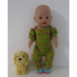 jumpsuit groen sterren roze baby born 43cm