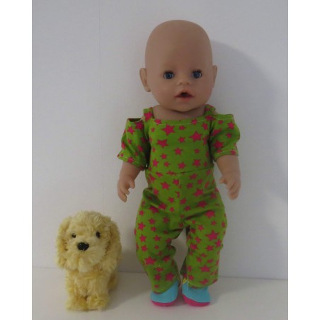 jumpsuit groen sterren roze baby born 43cm