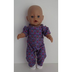 jumpsuit grijs met lila bloemen baby born 43cm