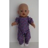 jumpsuit grijs met lila bloemen baby born 43cm