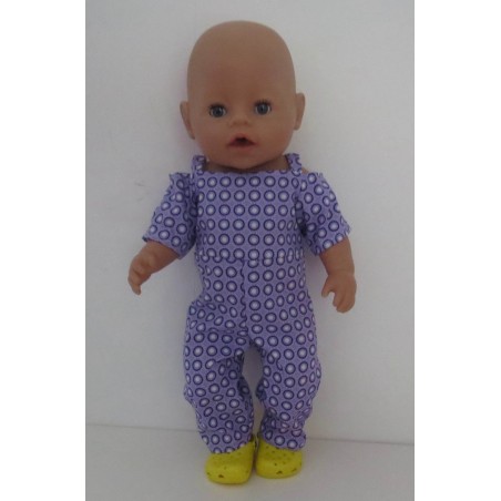 jumpsuit lila stippen baby born 43cm
