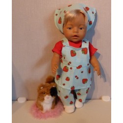 tuinrok setje aarbeien blauw baby born 43cm