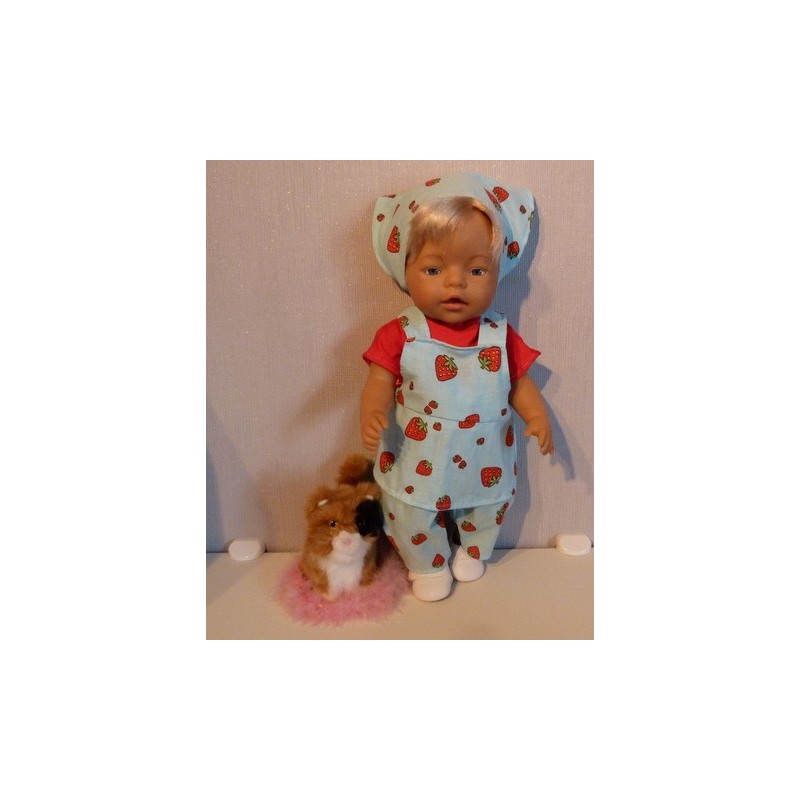 tuinrok setje aarbeien blauw baby born 43cm