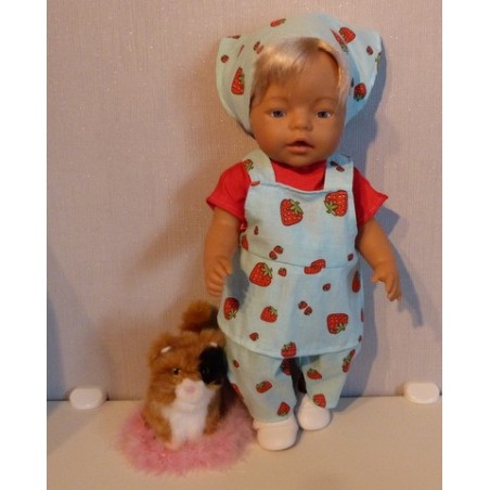 tuinrok setje aarbeien blauw baby born 43cm