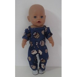 jumpsuit blauw uilen baby born 43cm