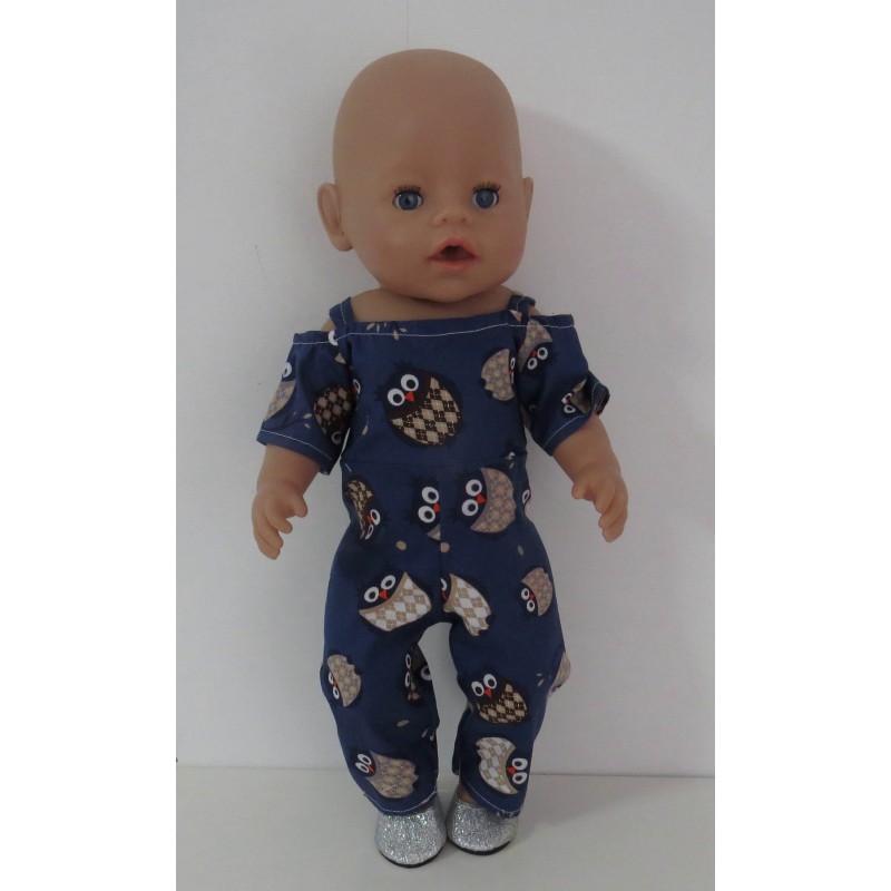 jumpsuit blauw uilen baby born 43cm