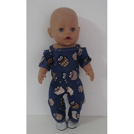 jumpsuit blauw uilen baby born 43cm
