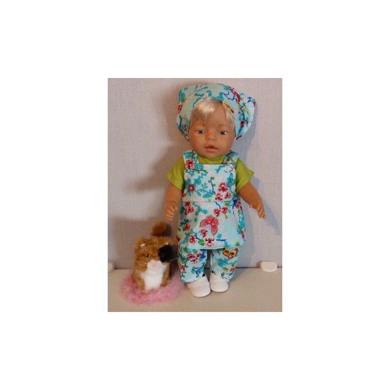 tuinrok setje hippe vlinders blauw baby born 43cm