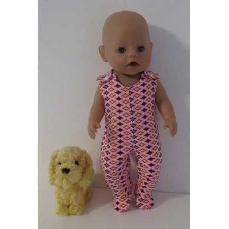 babypak roze geruit baby born 43cm