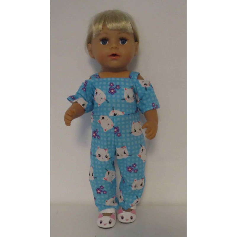 jumpsuit blauw kat baby born 43cm