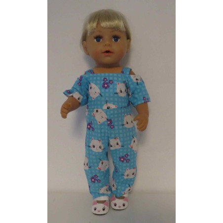 jumpsuit blauw kat baby born 43cm