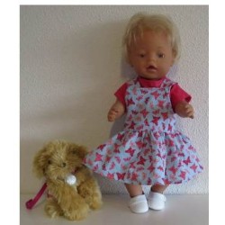 tuinrok blauw met vlinders roze baby born 43cm