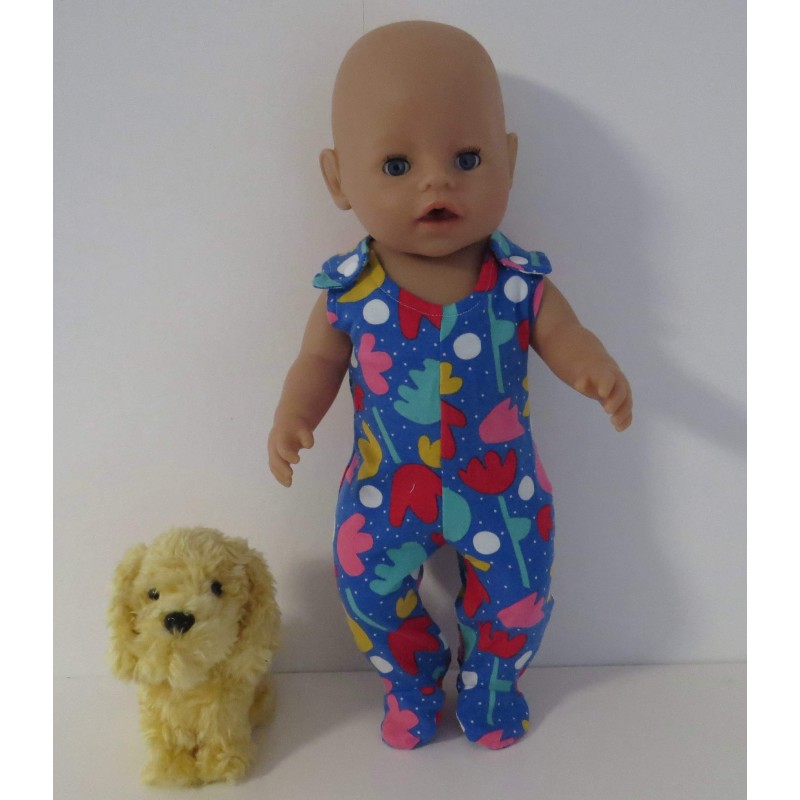 babypak blauw bloemen baby born 43cm