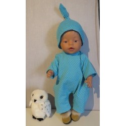 zomerslobpak mint met gele stippen baby born 43cm