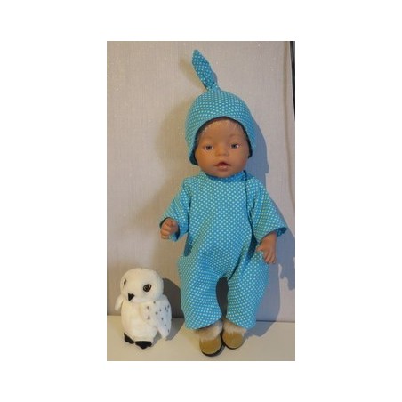 zomerslobpak mint met gele stippen baby born 43cm